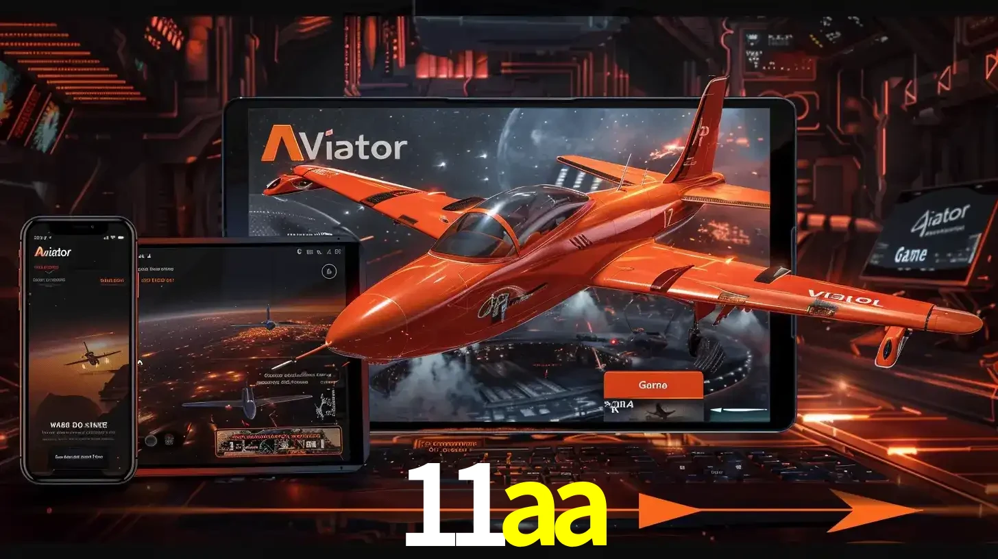 Apresentação tecnológica do jogo Aviator com um avião saindo da tela de um tablet, demonstrando a experiência imersiva em múltiplos dispositivos no 11aa.