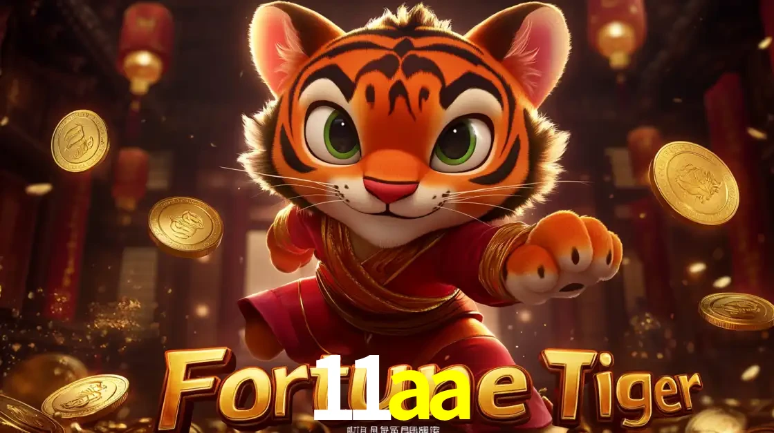 O carismático mascote do jogo de slot Fortune Tiger, um tigre fofo em pose de artes marciais, pronto para trazer sorte e multiplicadores de ganhos no cassino online 11aa.